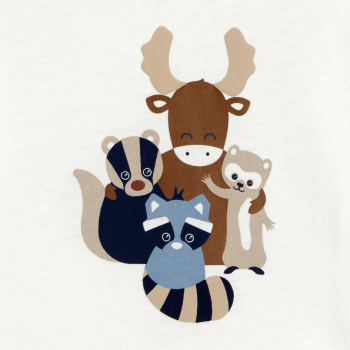 تيشيرت بأكمام طويلة برسوم حيوانات، باللون الأبيض للأطفال الصغار